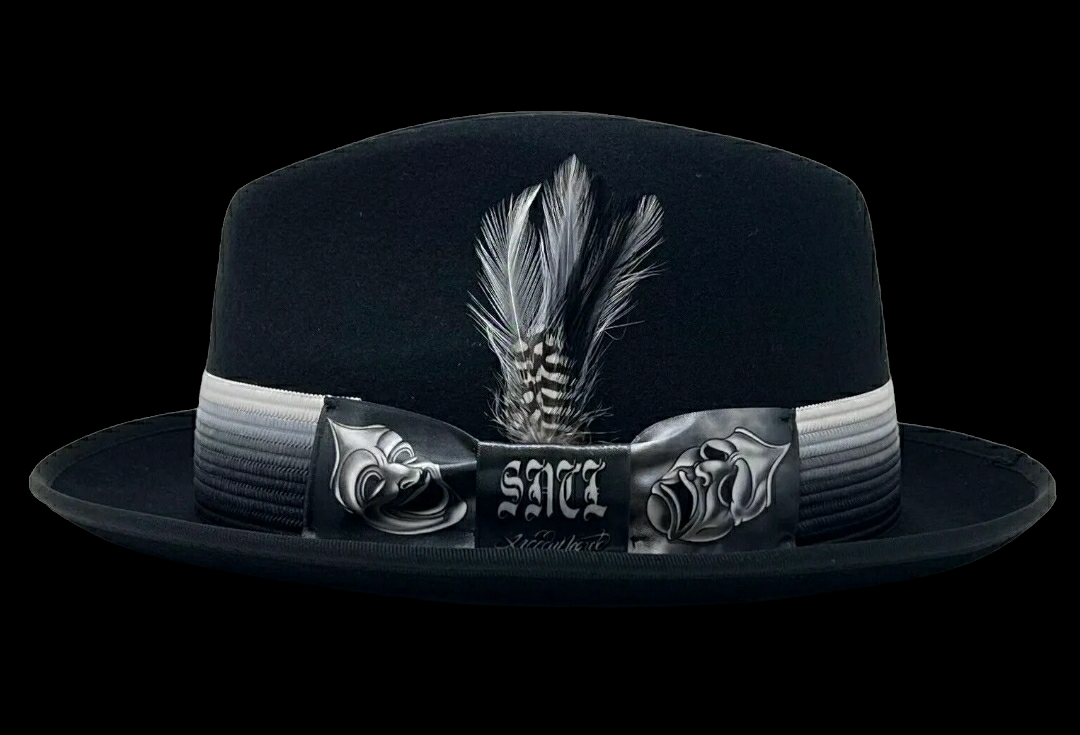 Mens OG Black Freddy Negrete Wool Lowrider Hat Chicano Smile Now