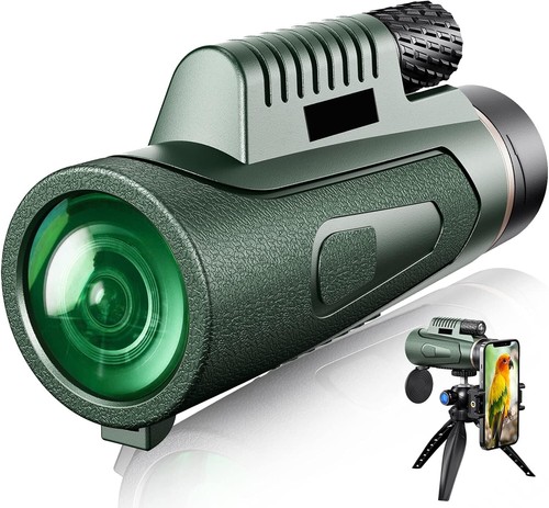 12x50 HD Monocular Telescope for Smartphones with Tripod - Night Vision Green - Picture 3 of 4