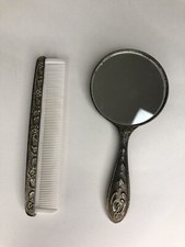 Vintage Teddy Bear Baby Brush comb  Mirror Set Flowers 5   