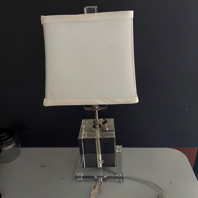 Modern Cube Crystal Clear Glass Lamp - Contemporary Styled Like Victoria Hagen