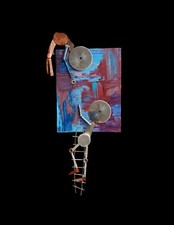 art paintings original collage metal canvas trash to art  urbane culture artist