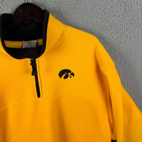 Iowa Hawkeyes Fleece Pullover Sweater Men's XXL Yellow 1/4 Zip Made in the USA - Picture 10 of 13
