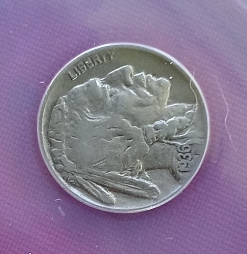 1936 P Buffalo Nickel Struck Through Error ANACS F 12 Graded. - Picture 7 of 9