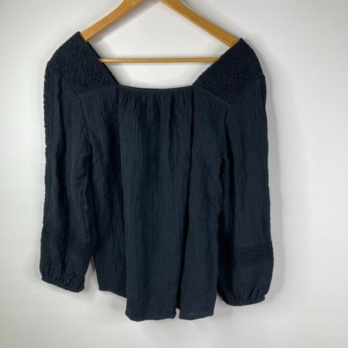 Weiche Umgebung Asilah Bluse schwarz Boho leicht gehäkelt Oberteil Größe Small - Bild 6 von 12