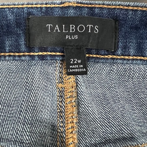 Talbots Blue Denim Oyster Wash A Line Pocket Knee Length Skirt Size 22W Plus NWT - Picture 3 of 9