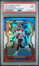 2020 PANINI PRIZM RED/WHITE/BLUE PRIZM #307 JOE BURROW ROOKIE RC PSA 9