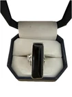 STERLING SILVER VINTAGE GENUINE BLACK ONYX RING DESIGN 8 GRAMS SIZE 6 1/2