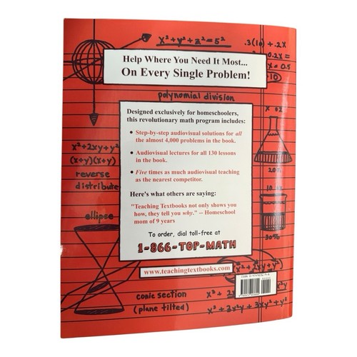 Algebra 2 Answer Key & Test Bank~Teaching Textbooks~Greg Shawn Sabouri ~ B3 19 - Picture 7 of 7