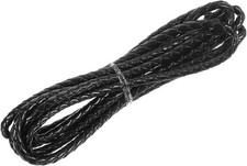MECCANIXITY Braided Leather Cord, Round Bolo Tie 4mm x 2m, Black