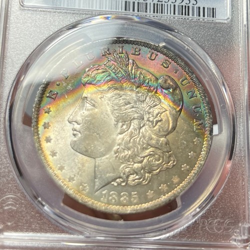 1885-O $1 MS64 Toned Morgan Dollar - PCGS Gold Shield - Beautiful Rainbow Toning - Picture 6 of 6