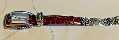 Vintage 1990s Brighton Brown Croc Embossed Leather Belt  display picture 1