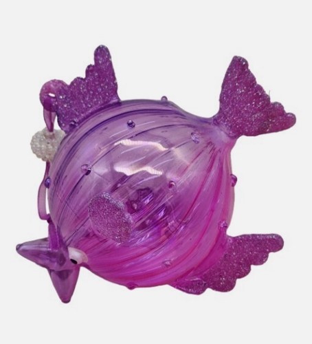 Adorno de pez beso tropical de vidrio soplado a mano púrpura/rosa *NUEVO* - Imagen 2 de 4