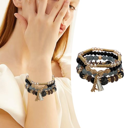 Pulseras de Cuentas Apilables Damas Estilo Bohemio 4 Capas Joyería para Mujer Regalo - Imagen 24 de 38