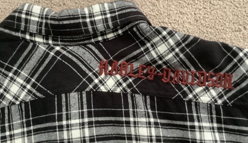 Harley Davidson Flannel Shirt Men’s XL Black Plaid Embroidered HD Extra Large - Picture 9 of 12
