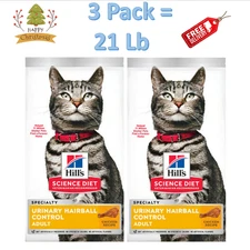 3Pcs-Hill's Science Diet Adult Urinary Hairball Control Chicken Recipe, 7Lb/Bag