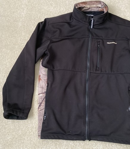 Realtree Outdoor Jacket Size Large Black Camo Hunting Full Zip Long Sleeve Coat - Picture 3 of 14