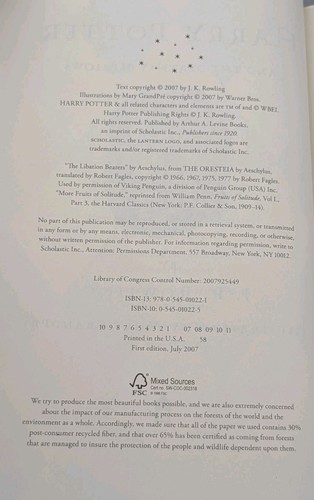 Harry Potter and the Deathly Hallows First Edition Hardcover Dust Jacket - Bild 7 von 11