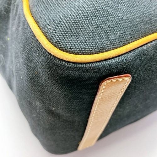 Vintage Ralph Lauren Tote Bag Canvas Leather Black Camel Brown Big Polo Boston - Picture 4 of 12