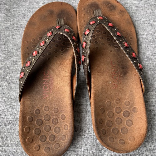 Sandalias chanclas Vionic Floriana bronce coral cuentas tanga talla 10 para mujer - Imagen 12 de 12