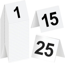 Restaurant Table Numbers 1-25 White, Tent Table Numbers 3 in X 3.5 In 