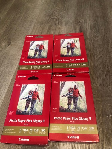 LOT of (4) Canon Photo Paper Plus Glossy II PP-301 Inkjet 100 Sheets NEW 4X6