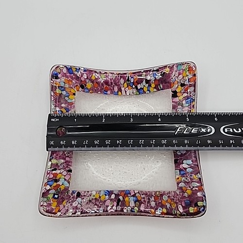 Vintage Murano Lila Tutti Frutti Splatter Millefiori Süßigkeiten Schmuck Schale Schüssel - Bild 6 von 10