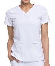 Dickies Women's V-Neck Scrub Top EDS White Size Large Short Sleeve