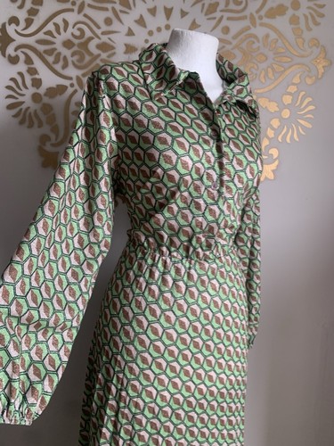 Italian Geo Maxi Dress 12 Boho Vintage Style Wench 60s Festival Gypsy Quirky 70s - Picture 7 of 19