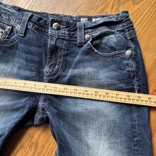 Miss Me Jeans Easy Shorts Low Rise Bermuda Size 29 Blue Stretch Denim Big Stitch - Picture 13 of 19