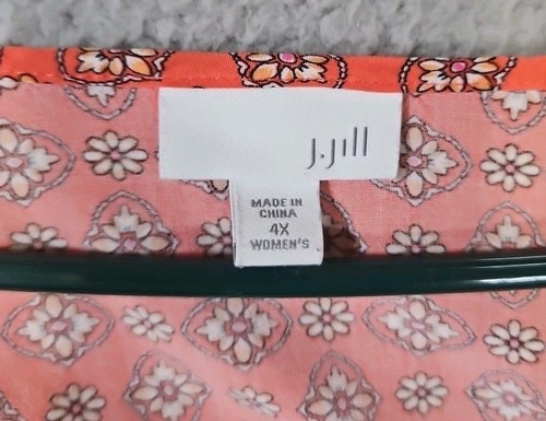 J.Jill V Neck Blouse Women’s Size 4X Floral Print Button Down Short Sleeve - Picture 4 of 9