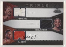 2008-09 SP Rookie Threads Triple Derrick Rose Russell Westbrook DJ Augustin RC