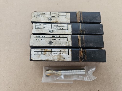 Lot of 4 NEW Addison HSS End Mills 3/8, 2 flute, 3/8 shank Single ended