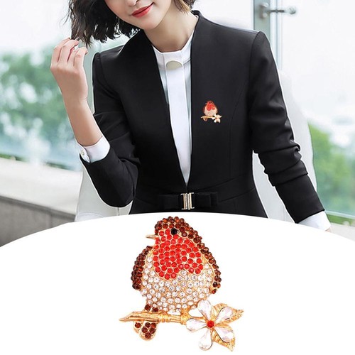 Red Breast Robin Bird Crystal Brooch Pin Christmas Women Gift HOT Jewelry H O T - Picture 12 of 13