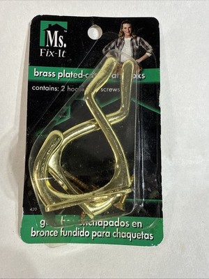 Ms. Fix-it Brass Plated Coat & Hat Hooks
