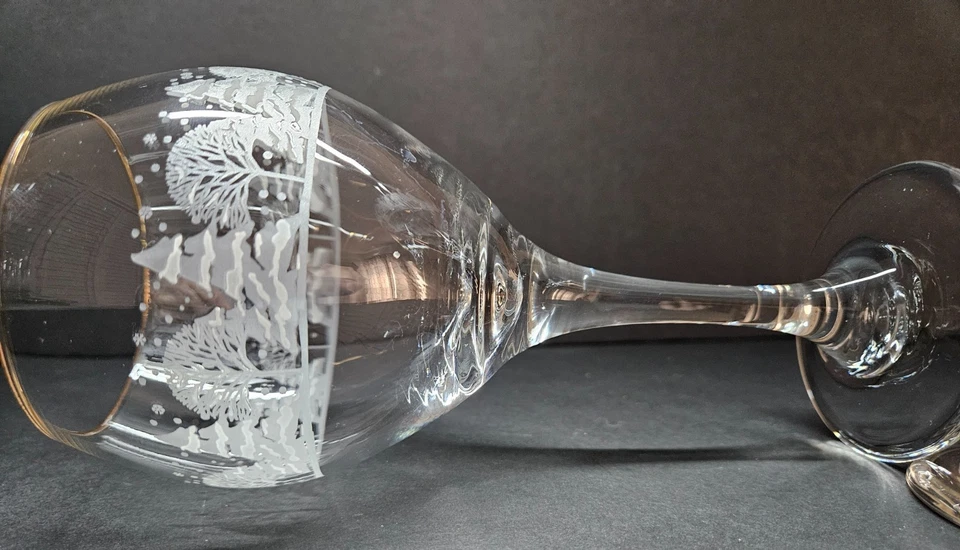 Vintage Arby’s Libbey Natal Inverno País das Maravilhas Aro Dourado Vinho, Conjunto de 4, 12 oz - Imagem 3 de 4