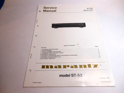 Original paper Factory Marantz ST-53 FM Tuner Service  Manual  Unused