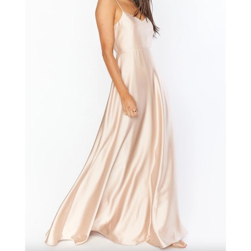 Show Me Your Mumu Women's Size S Faith Maxi Dress Champagne Luxe Satin Bridal