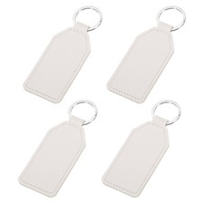 4pcs PU Leather Key Fob Car Keychain Key Holder, Cream