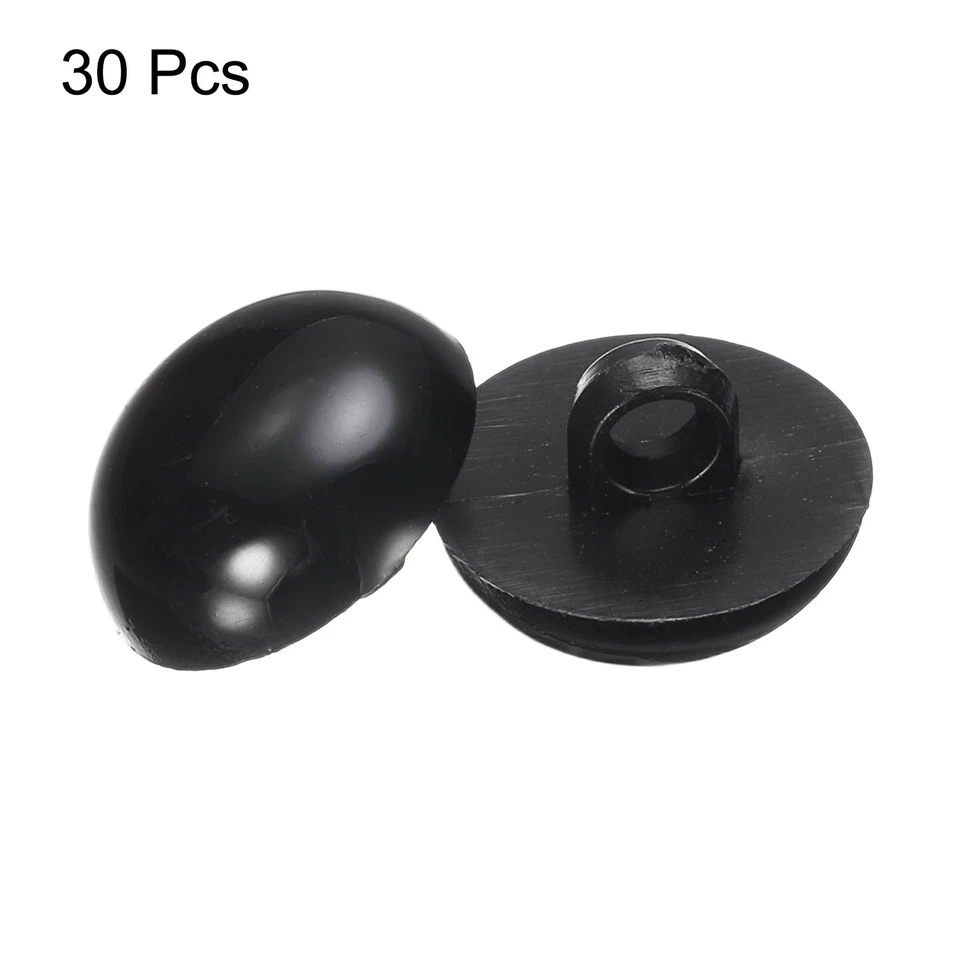 30 peças botões de plástico 0,59" botão de costura cúpula cogumelo com haste, preto - Imagem 4 de 4