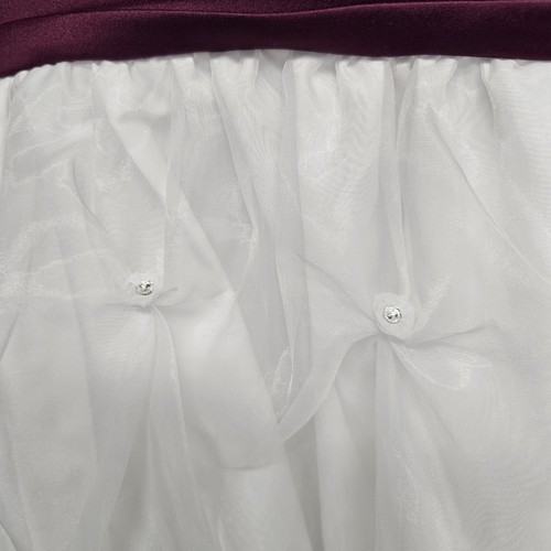 Bride's Magazine Flower Girls Dress Size 4T White Merlot Rhinestone Mini Gown - Picture 2 of 4
