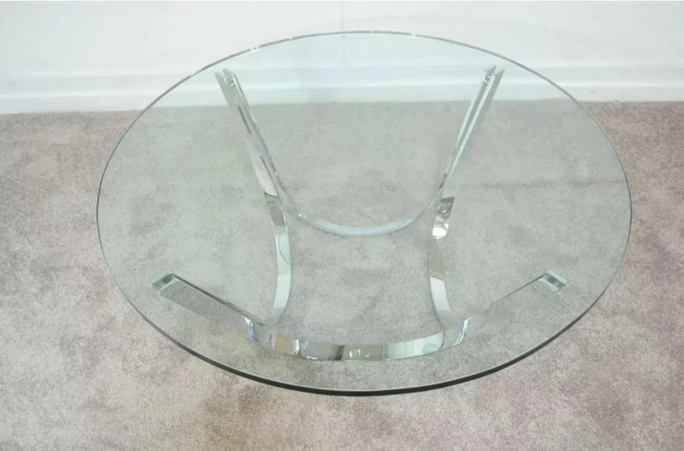 Tri-Mark Chrome Plated Steel Round Coffee Table after Roger Sprunger - Image 2 of 4