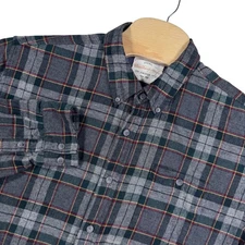Weatherproof Vintage Gray Plaid Flannel Button Up Shirt Mens XXL Outdoor Work