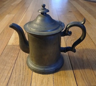 RARE #1 - Antique Pewter teapot: Morey & Ober, Boston. - c 1850