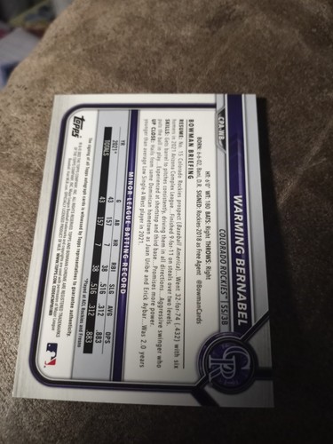 MINT 2022 Bowman Chrome 1ST RC Warming Bernabel Green Shimmer Auto /99 Rockies - Picture 2 of 2