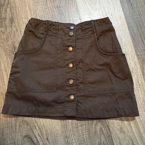 CDept Girls Brown Button Up Skirt Size 6 Front Cargo Pockets Back Chunky Zip Pkt - Picture 1 of 4