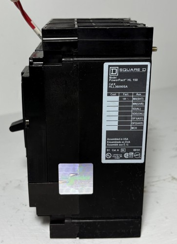 Square D HLL36090SA 90A PowerPact Circuit Breaker w/ 120V Shunt HL 150 3P 90 Amp - Picture 3 of 7