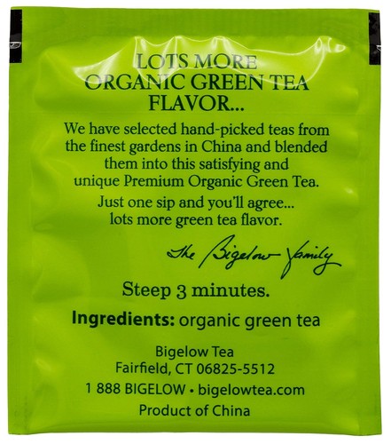 Té verde Bigelow Premium 100 % orgánico 150 unidades 150 unidades (paquete de 1)  - Imagen 7 de 7