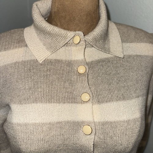 Vintage St. John By Marie Gray Women’s 3/4 Sleeve Henley Collared Sweater, Sz 14 - Picture 3 of 13