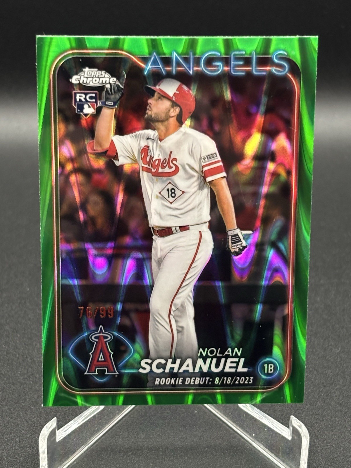 2024 Topps Chrome Update Series Rookie Debut Nolan Schanuel Green Raywave /99