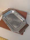 (4) Vtg B &'B Sizzlemaster Steak Platters Heavy Aluminum w/ Walnut Handles USED!